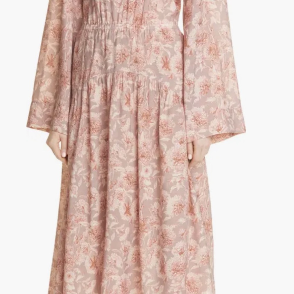 Vince Elegant Floral Long Sleeve Dress in Pink